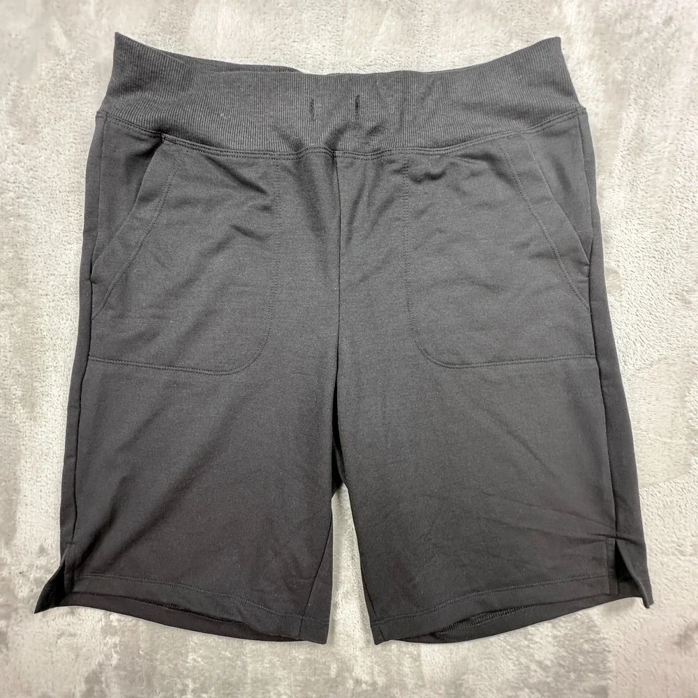 Athletic Works Bermuda Long Shorts Womens XS Charcoal 9 Inseam Elastic Waist